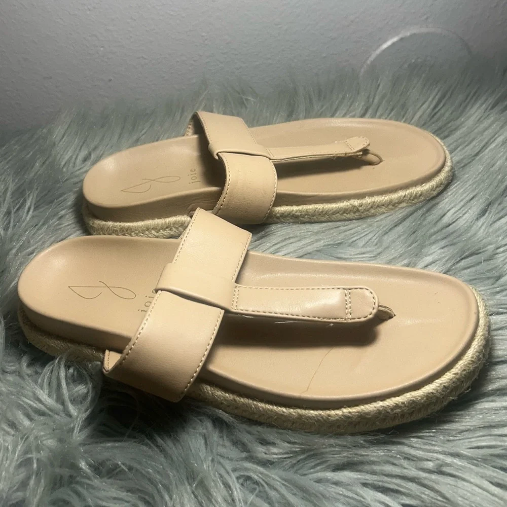 JOIE Nacho Sandal Thong Slide Espadrille Light Tan Vegan Casual Sandals Size 7.5